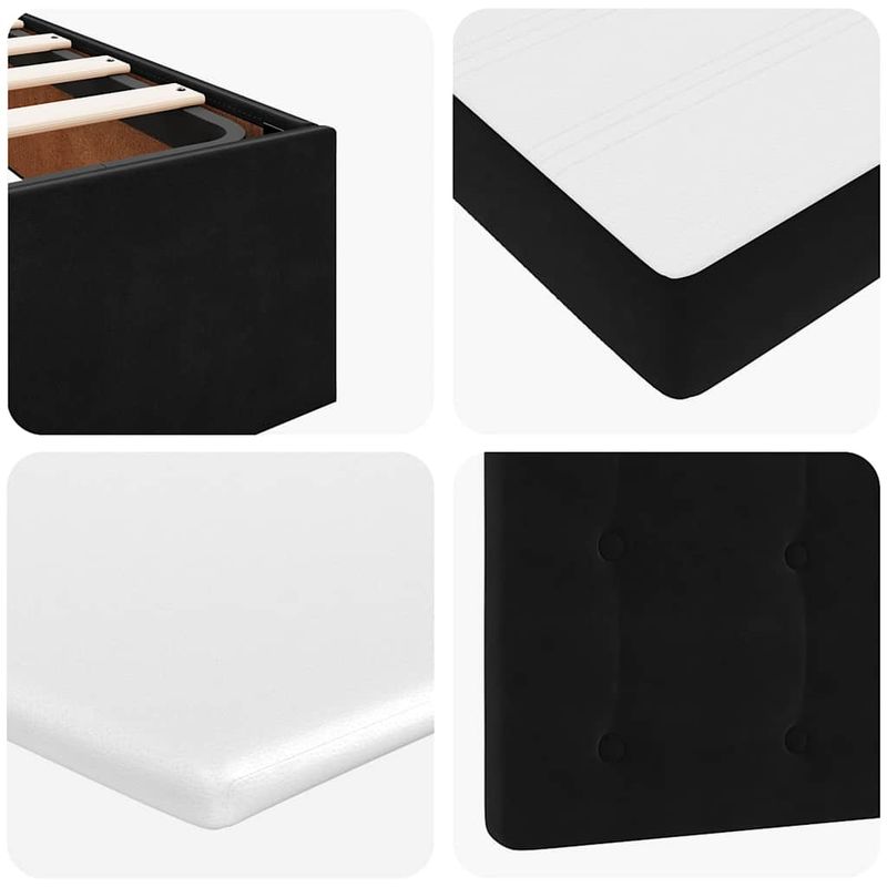 Casa si Gradina - Mobilier - Paturi si accesorii - Paturi - Cadru de pat otoman cu saltele, catifea neagra 90x190cm - Infinity.ro