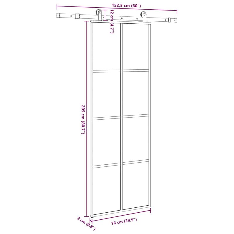 Casa si Gradina - Constructii - Usi interior, exterior si garaj - Usi interior - Usa glisanta cu set feronerie, 76x205 cm, sticla ESG/aluminiu - Infinity.ro