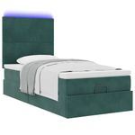 Casa si Gradina - Mobilier - Paturi si accesorii - Paturi - Cadru de pat otoman cu saltele, catifea verde inchis 80x200cm - Infinity.ro