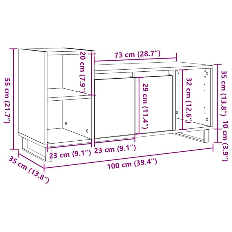 Casa si Gradina - Mobilier - Comode si corpuri - Comode - Comoda TV, stejar artizanal, 100x35x55 cm, lemn prelucrat - Infinity.ro