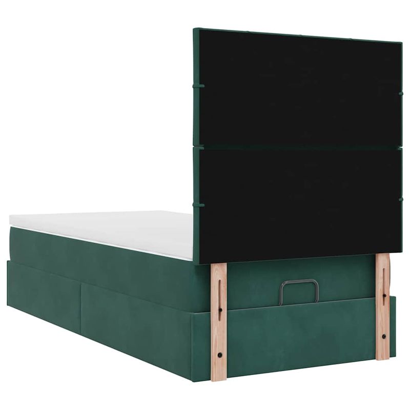 Casa si Gradina - Mobilier - Paturi si accesorii - Paturi - Cadru de pat otoman cu saltele, catifea verde inchis 90x190cm - Infinity.ro