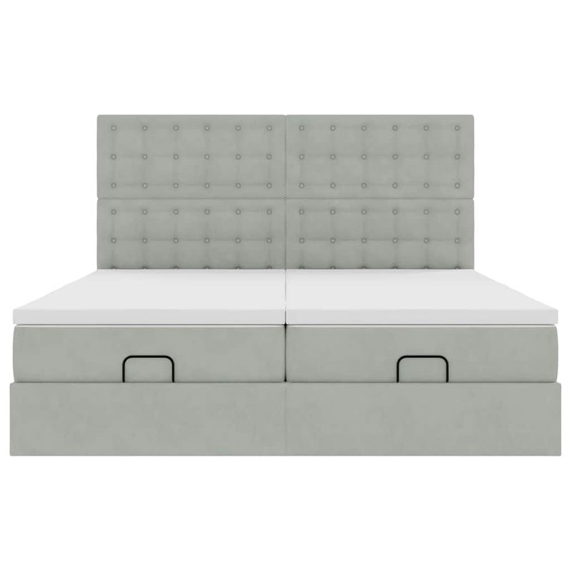 Casa si Gradina - Mobilier - Paturi si accesorii - Paturi - Cadru de pat otoman cu saltele Gri deschis 200x200cm catifea - Infinity.ro