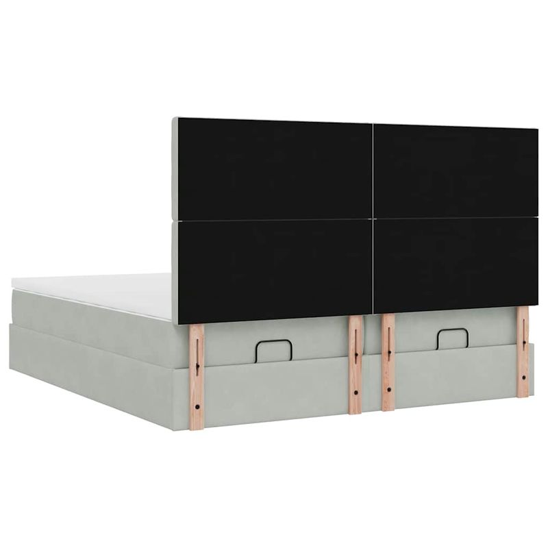 Casa si Gradina - Mobilier - Paturi si accesorii - Paturi - Cadru de pat otoman cu saltele Gri deschis 200x200cm catifea - Infinity.ro