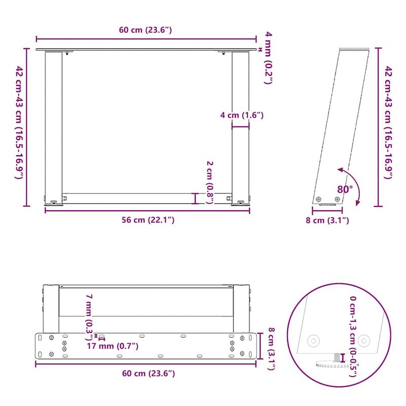 Casa si Gradina - Mobilier - Feronerie si accesorii mobila - Picioare masuta de cafea in forma de U 2 buc Negru Otel - Infinity.ro