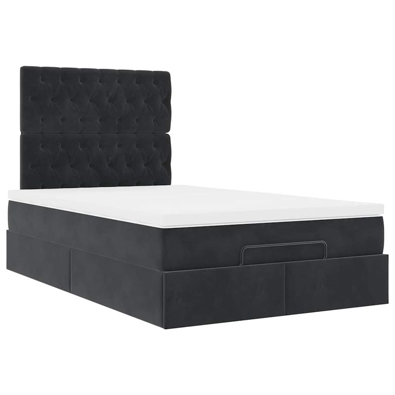 Casa si Gradina - Mobilier - Paturi si accesorii - Paturi - Cadru de pat otoman cu saltele, catifea neagra 120x190cm - Infinity.ro