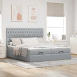 Casa si Gradina - Mobilier - Paturi si accesorii - Paturi - Cadru de pat otoman cu saltele Gri deschis 160x200cm Material - Infinity.ro