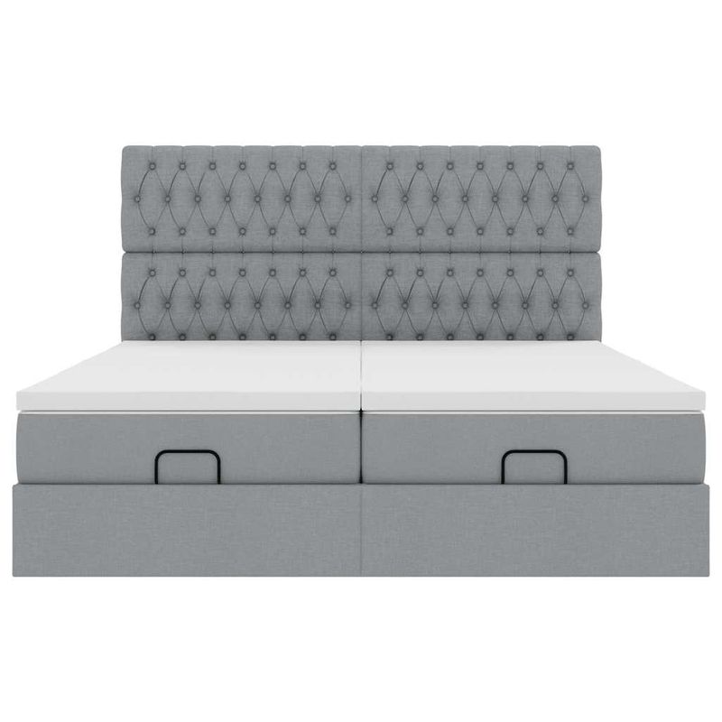 Casa si Gradina - Mobilier - Paturi si accesorii - Paturi - Cadru de pat otoman cu saltele Gri deschis 160x200cm Material - Infinity.ro