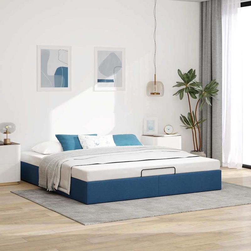 Casa si Gradina - Mobilier - Paturi si accesorii - Paturi - Cadru pat otoman fara saltea Albastru 160x200 cm tesatura - Infinity.ro