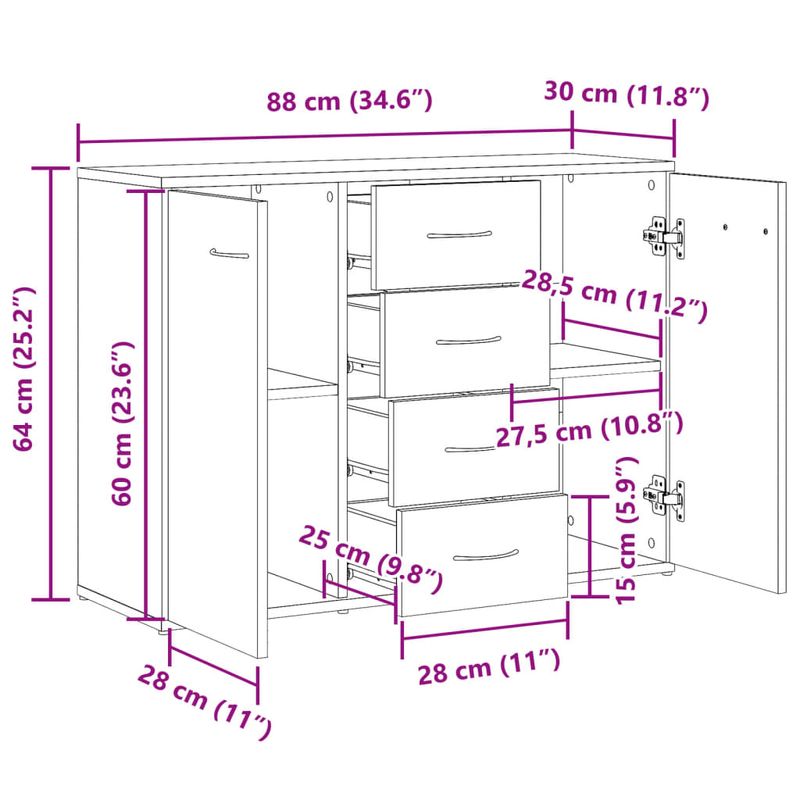 Casa si Gradina - Mobilier - Comode si corpuri - Comode - Dulap, lemn invechit, 88x30x64 cm, lemn prelucrat - Infinity.ro