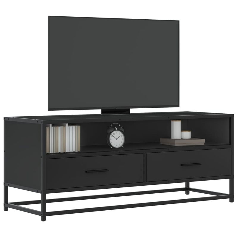 Casa si Gradina - Mobilier - Comode si corpuri - Comode - Dulap TV, negru, 100x34,5x40 cm, lemn prelucrat si metal - Infinity.ro