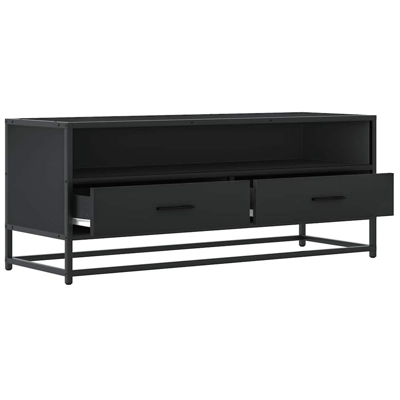 Casa si Gradina - Mobilier - Comode si corpuri - Comode - Dulap TV, negru, 100x34,5x40 cm, lemn prelucrat si metal - Infinity.ro