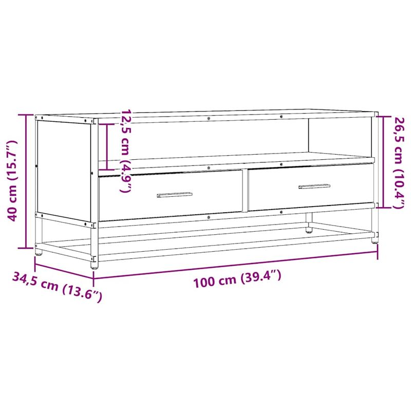 Casa si Gradina - Mobilier - Comode si corpuri - Comode - Dulap TV, negru, 100x34,5x40 cm, lemn prelucrat si metal - Infinity.ro