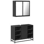 Casa si Gradina - Mobilier - Seturi de mobilier - Seturi baie - Set mobilier de baie, 2 piese, negru, lemn compozit - Infinity.ro