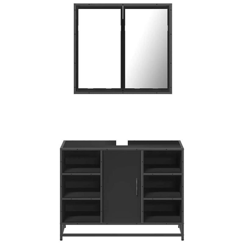 Casa si Gradina - Mobilier - Seturi de mobilier - Seturi baie - Set mobilier de baie, 2 piese, negru, lemn compozit - Infinity.ro