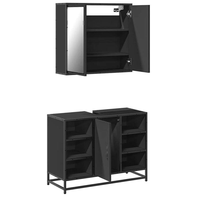 Casa si Gradina - Mobilier - Seturi de mobilier - Seturi baie - Set mobilier de baie, 2 piese, negru, lemn compozit - Infinity.ro