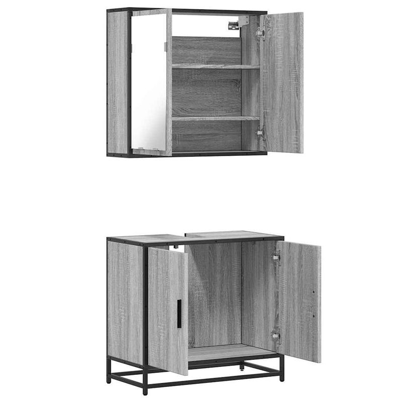 Casa si Gradina - Mobilier - Seturi de mobilier - Seturi baie - Set mobilier de baie, 2 piese, gri sonoma, lemn prelucrat - Infinity.ro