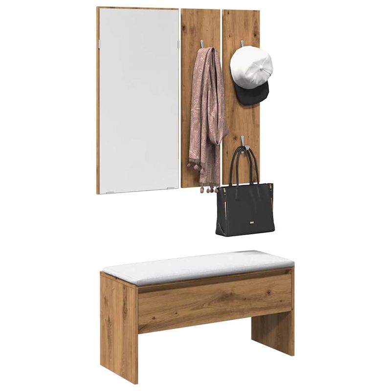 Casa si Gradina - Mobilier - Organizare si depozitare - Bancute - Set de mobilier pentru hol din lemn de stejar artizanal, - Infinity.ro