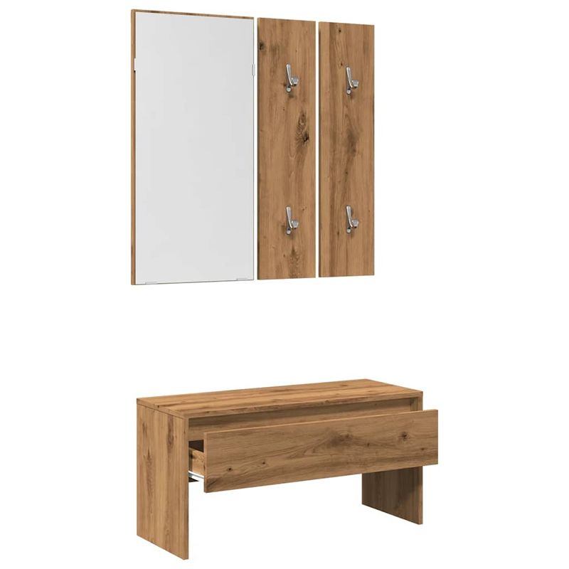 Casa si Gradina - Mobilier - Organizare si depozitare - Bancute - Set de mobilier pentru hol din lemn de stejar artizanal, - Infinity.ro