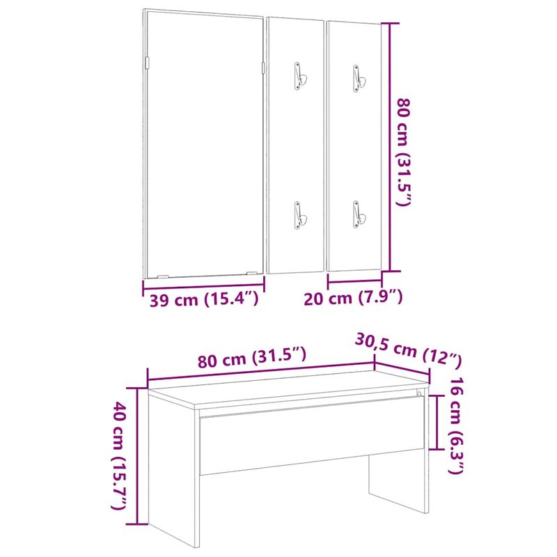 Casa si Gradina - Mobilier - Organizare si depozitare - Bancute - Set de mobilier pentru hol din lemn de stejar artizanal, - Infinity.ro