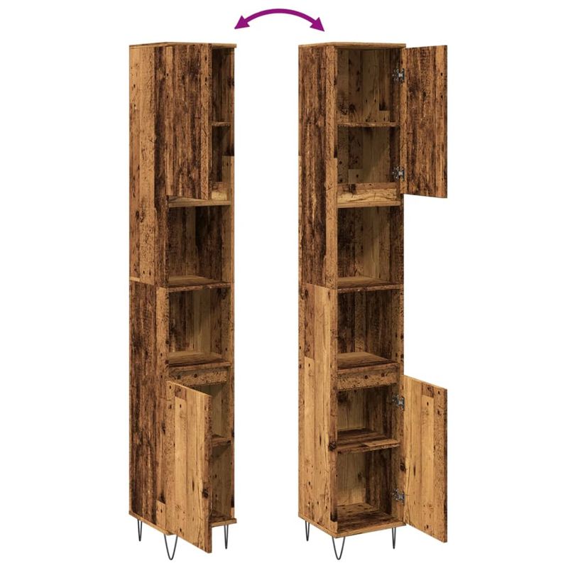 Casa si Gradina - Mobilier - Mobilier baie - Comode baie - Dulap de baie, lemn vechi, 30x30x190 cm, lemn prelucrat - Infinity.ro