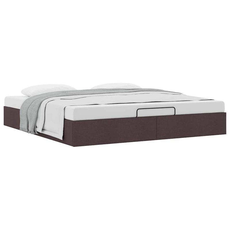 Casa si Gradina - Mobilier - Paturi si accesorii - Paturi - Cadru pat otoman fara saltea tesatura maro inchis 200x200 cm - Infinity.ro
