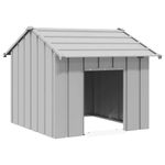 Petshop - Accesorii petshop - Culcusuri si custi - Custi interior si exterior - Casa pentru caini cu acoperis 85x107x81 cm otel galvanizat, gri - Infinity.ro