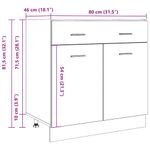 Casa si Gradina - Mobilier - Comode si corpuri - Corpuri bucatarie - Dulap inferior cu sertar, gri beton, 80 x 46 x 81,5 cm, PAL - Infinity.ro