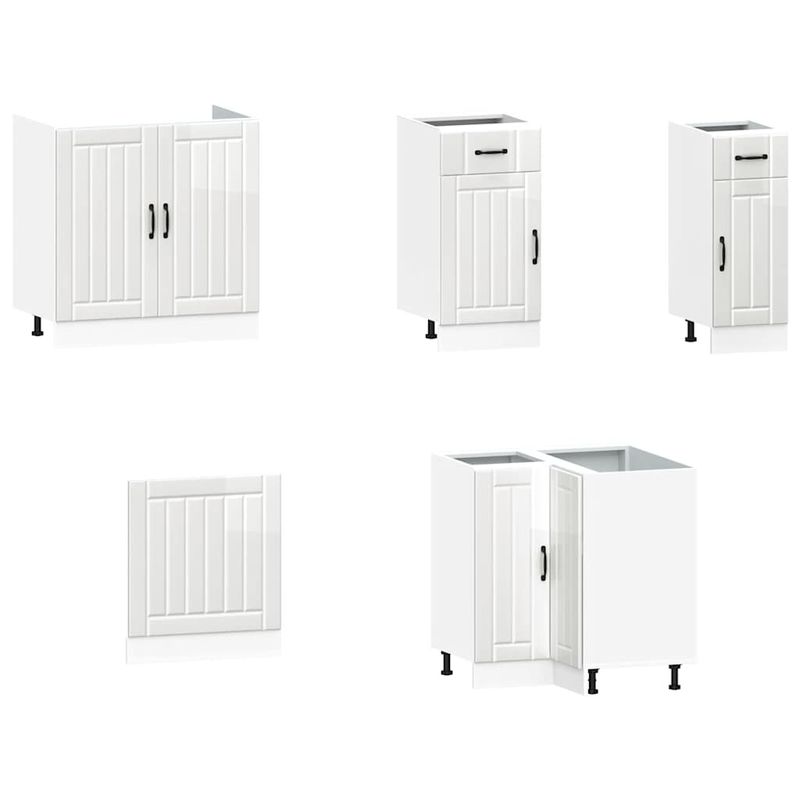 Casa si Gradina - Mobilier - Comode si corpuri - Corpuri bucatarie - Set dulap de bucatarie 11 piese „Kalmar” alb lucios Lemn - Infinity.ro