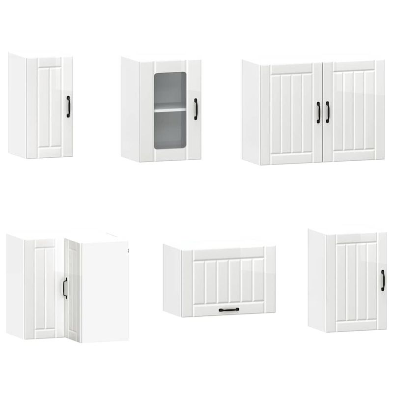Casa si Gradina - Mobilier - Comode si corpuri - Corpuri bucatarie - Set dulap de bucatarie 11 piese „Kalmar” alb lucios Lemn - Infinity.ro