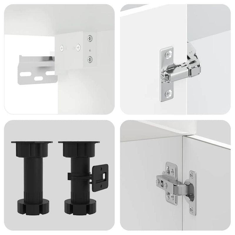 Casa si Gradina - Mobilier - Comode si corpuri - Corpuri bucatarie - Set dulap de bucatarie 11 piese „Kalmar” alb lucios Lemn - Infinity.ro