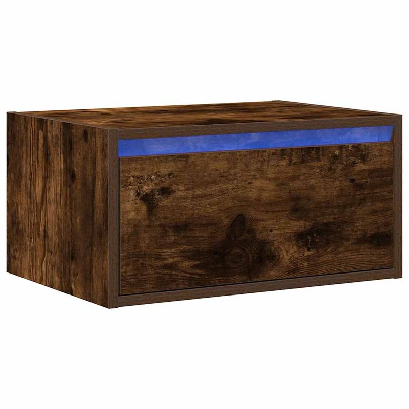 Casa si Gradina - Mobilier - Comode si corpuri - Noptiere - Noptiera montata pe perete cu lumini LED, stejar fumuriu - Infinity.ro