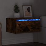 Casa si Gradina - Mobilier - Comode si corpuri - Noptiere - Noptiera montata pe perete cu lumini LED, stejar fumuriu - Infinity.ro