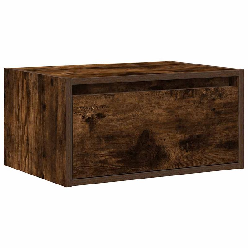 Casa si Gradina - Mobilier - Comode si corpuri - Noptiere - Noptiera montata pe perete cu lumini LED, stejar fumuriu - Infinity.ro