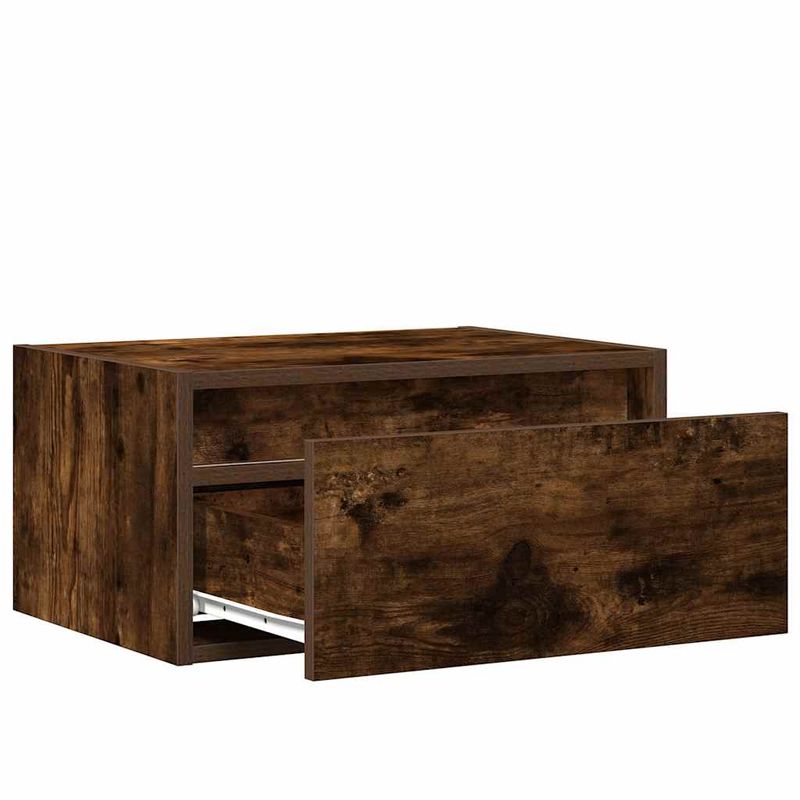Casa si Gradina - Mobilier - Comode si corpuri - Noptiere - Noptiera montata pe perete cu lumini LED, stejar fumuriu - Infinity.ro