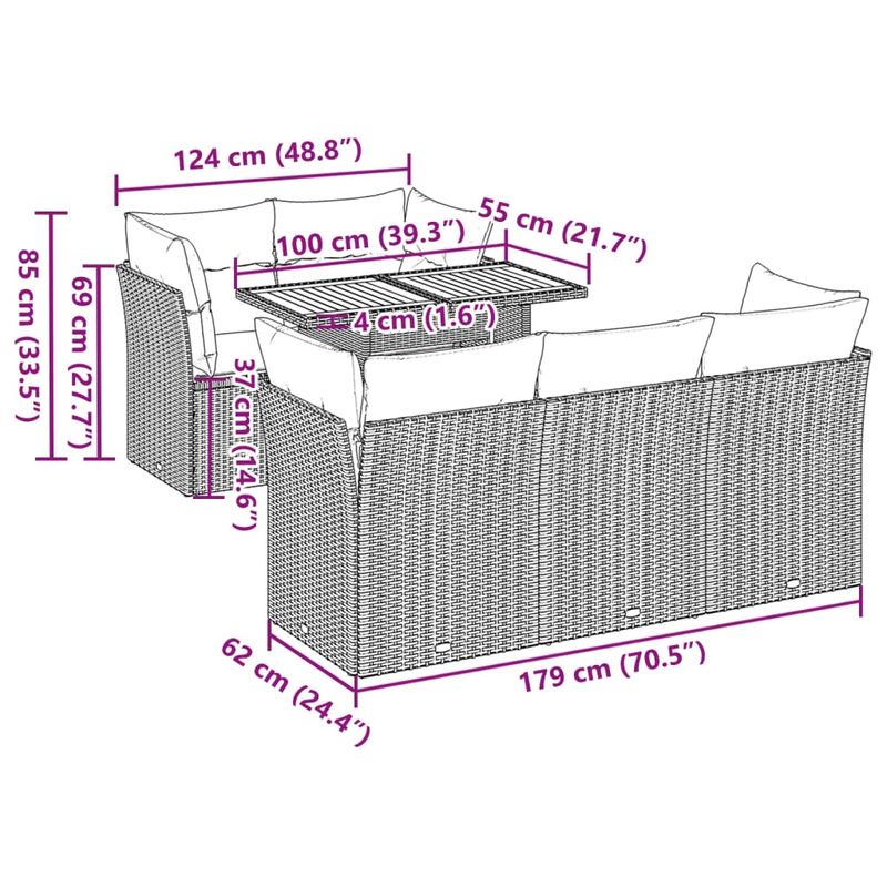 Casa si Gradina - Gradina si terasa - Mobilier exterior - Seturi mobila gradina - Set mobilier gradina cu perne, 6 piese, gri, poliratan - Infinity.ro