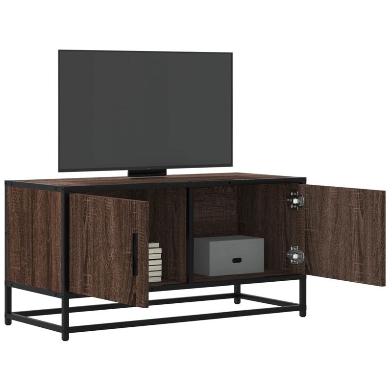Casa si Gradina - Mobilier - Comode si corpuri - Comode - Dulap TV, stejar maro, 80x34,5x40 cm, lemn prelucrat si metal - Infinity.ro