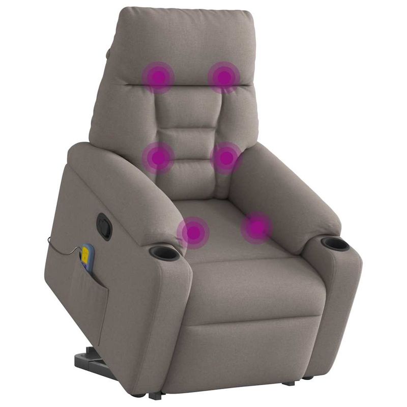 Ingrijire personala si Cosmetice - Sanatate si wellness - Articole wellness - Fotolii de masaj - Fotoliu rabatabil de masaj cu ridicare, gri taupe, textil - Infinity.ro