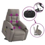 Ingrijire personala si Cosmetice - Sanatate si wellness - Articole wellness - Fotolii de masaj - Fotoliu rabatabil de masaj cu ridicare, gri taupe, textil - Infinity.ro