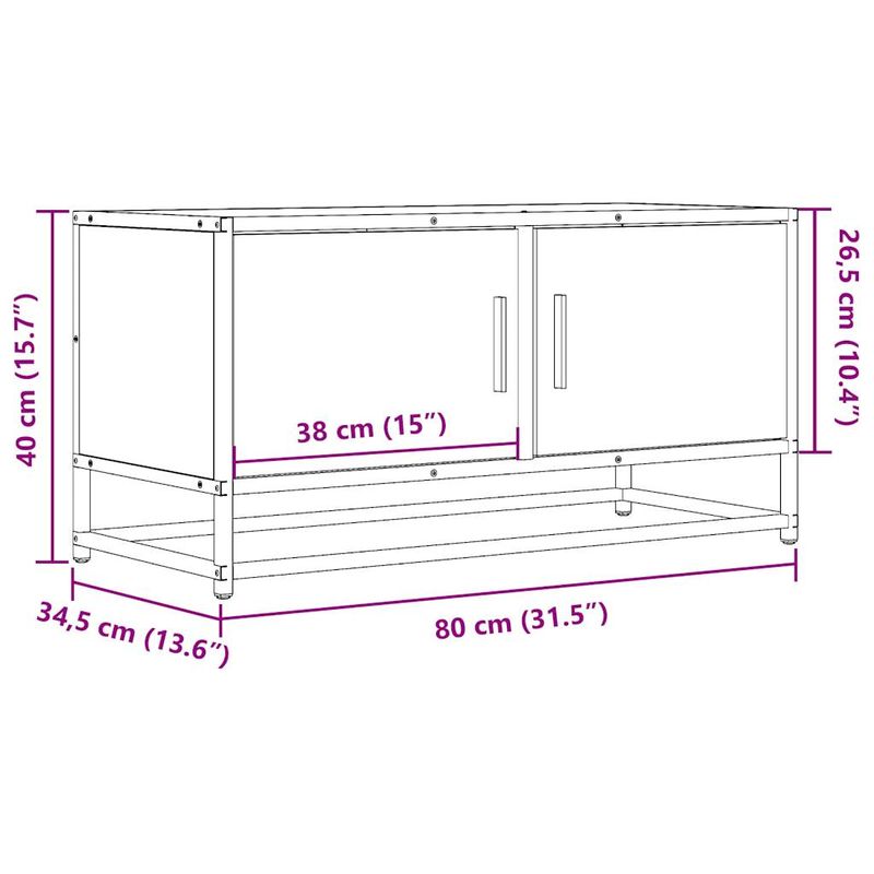 Casa si Gradina - Mobilier - Comode si corpuri - Comode - Dulap TV, stejar maro, 80x34,5x40 cm, lemn prelucrat si metal - Infinity.ro