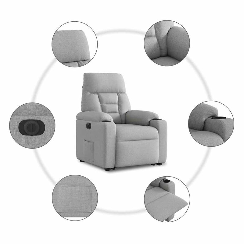 Casa si Gradina - Mobilier - Scaune si fotolii - Fotolii - Fotoliu reclinabil electric, tesatura gri nor - Infinity.ro