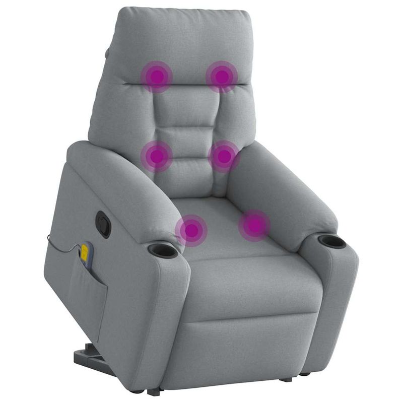 Ingrijire personala si Cosmetice - Sanatate si wellness - Articole wellness - Fotolii de masaj - Fotoliu de masaj rabatabil cu ridicare, gri deschis, textil - Infinity.ro