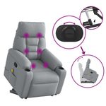 Ingrijire personala si Cosmetice - Sanatate si wellness - Articole wellness - Fotolii de masaj - Fotoliu de masaj rabatabil cu ridicare, gri deschis, textil - Infinity.ro