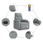 Ingrijire personala si Cosmetice - Sanatate si wellness - Articole wellness - Fotolii de masaj - Fotoliu de masaj rabatabil cu ridicare, gri deschis, textil - Infinity.ro