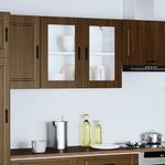 Casa si Gradina - Mobilier - Comode si corpuri - Corpuri bucatarie - Dulap de bucatarie cu usa din sticla din stejar maro „Porto”., mărime 80x31x60 cm, model 1x dulap de perete din sticlă (2 uși) - Infinity.ro