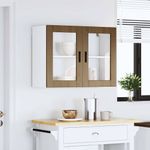 Casa si Gradina - Mobilier - Comode si corpuri - Corpuri bucatarie - Dulap de bucatarie cu usa din sticla din stejar maro „Porto”., mărime 80x31x60 cm, model 1x dulap de perete din sticlă (2 uși) - Infinity.ro