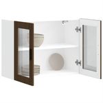 Casa si Gradina - Mobilier - Comode si corpuri - Corpuri bucatarie - Dulap de bucatarie cu usa din sticla din stejar maro „Porto”., mărime 80x31x60 cm, model 1x dulap de perete din sticlă (2 uși) - Infinity.ro