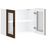 Casa si Gradina - Mobilier - Comode si corpuri - Corpuri bucatarie - Dulap de bucatarie cu usa din sticla din stejar maro „Porto”., mărime 80x31x60 cm, model 1x dulap de perete din sticlă (2 uși) - Infinity.ro