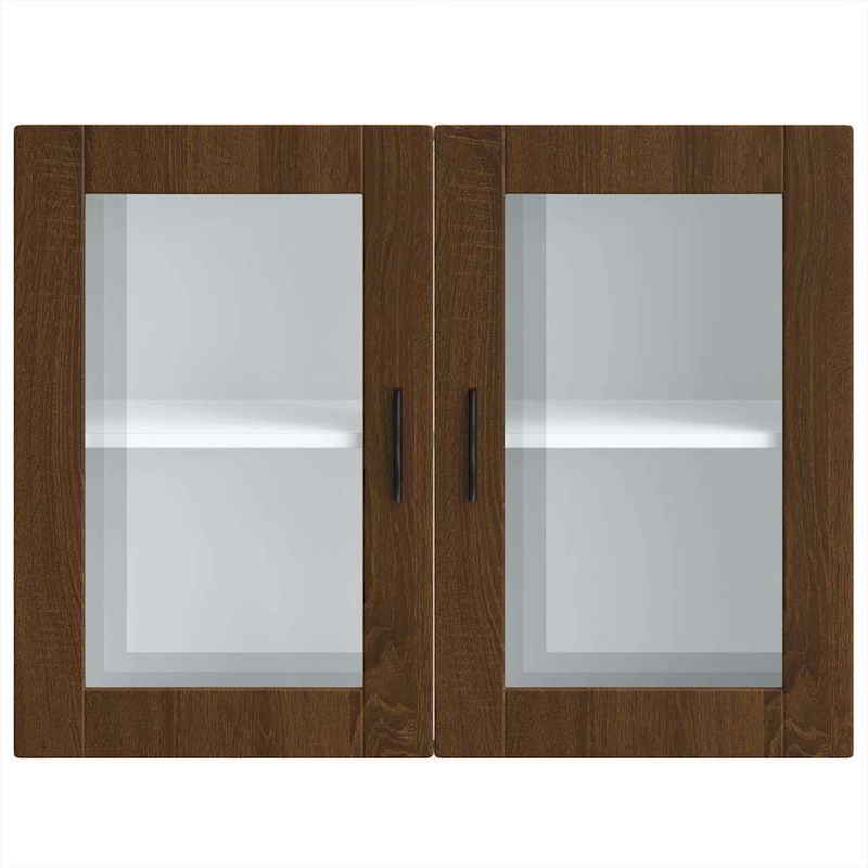 Casa si Gradina - Mobilier - Comode si corpuri - Corpuri bucatarie - Dulap de bucatarie cu usa din sticla din stejar maro „Porto”., mărime 80x31x60 cm, model 1x dulap de perete din sticlă (2 uși) - Infinity.ro
