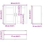 Casa si Gradina - Mobilier - Comode si corpuri - Corpuri bucatarie - Dulap de bucatarie cu usa din sticla din stejar maro „Porto”., mărime 80x31x60 cm, model 1x dulap de perete din sticlă (2 uși) - Infinity.ro