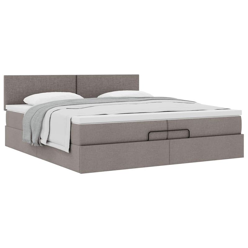 Casa si Gradina - Mobilier - Paturi si accesorii - Paturi - Cadru de pat otoman cu saltea Taupe 200x200 cm Material, model design simplu - Infinity.ro